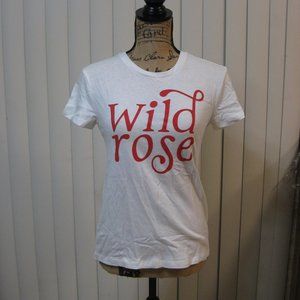 NWT Express white Wild Rose graphic t shirt top XS extra small